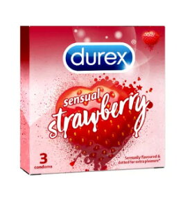 Durex Sesual Strawberry Flavor 1��3���� 53mm �f�����b�N�X �X�g���x���[ �y���s�A���i�z