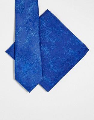 エイソス ASOS DESIGN slim tie and pocket square in abstract cobalt floral メンズのサムネイル