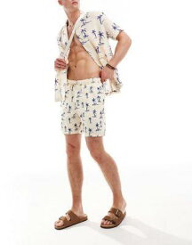 エイソス ASOS DESIGN co-ord swim shorts in mid length in palm tree print メンズ