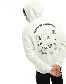 エイソス ASOS DESIGN oversized hoodie in off white with puff print メンズ