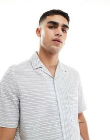 エイソス ASOS DESIGN relaxed revere shirt in blue stripe メンズ