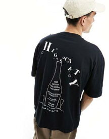 エイソス ASOS DESIGN oversized t-shirt in black with drinks back print メンズ