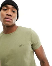 カルバンクライン Calvin Klein stretch slim fit t-shirt in delta green メンズ