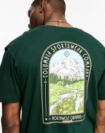 コロンビア Columbia Cavalry Trail back graphic t-shirt in dark green Exclusive to ASOS メンズ