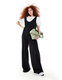 エイソス ASOS DESIGN 2 in 1 pinny jumpsuit with wide leg in black レディース