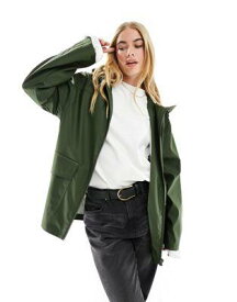 エイソス ASOS DESIGN rubberised rain coat in khaki レディース