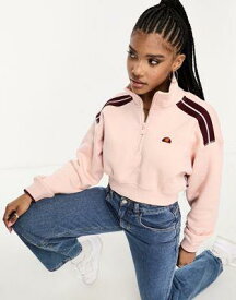 エレッセ ellesse Innocenzo cropped half zip sweatshirt in light pink レディース
