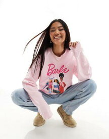 ミスセルフリッジ Miss Selfridge license barbie snow oversized sweatshirt in pink レディース