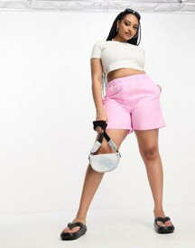 ONLY Curve オンリー Only Curve elasticated waist boxer shorts in bubblegum pink レディース