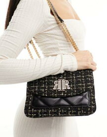 リバーアイランド River Island boucle quilted shoulder bag in black レディース