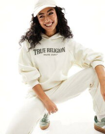 True Religion arch logo boyfriend hoodie co-ord in white レディース