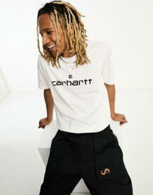 カーハート Carhartt WIP script t-shirt in white メンズ