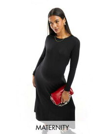 Mama.licious Mamalicious Maternity long sleeved maxi dress in black レディース
