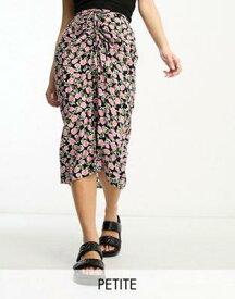 ミスセルフリッジ Miss Selfridge Petite ruched front midi skirt in black rose レディース