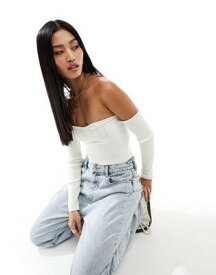 ミスセルフリッジ Miss Selfridge removable sleeves bandeau top in cream レディース