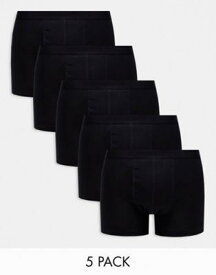 エイソス ASOS DESIGN 5 pack trunks in black cotton メンズ