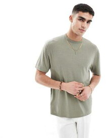 エイソス ASOS DESIGN relaxed fit rib t-shirt in green メンズ