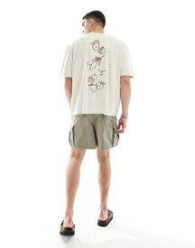 エイソス ASOS DESIGN oversized t-shirt in beige towelling with back embroidery メンズ