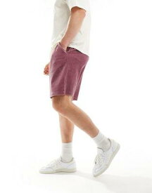 エイソス ASOS DESIGN oversized ribbed velour shorts in mauve purple メンズ