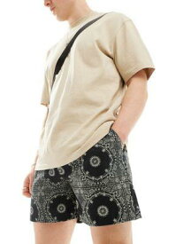 エイソス ASOS DESIGN wide shorter length short with elasticated waist in paisley print メンズ