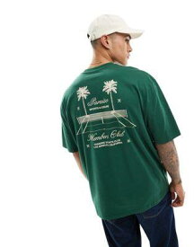 エイソス ASOS DESIGN oversized t-shirt in dark green with tennis back print & chest print メンズ