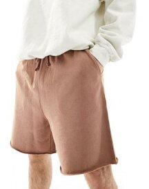 エイソス ASOS DESIGN unisex oversized shorts in washed brown ユニセックス