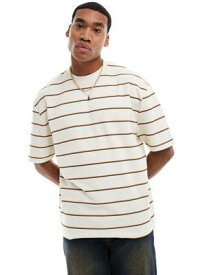 エイソス ASOS DESIGN oversized t-shirt in waffle with stripe メンズ