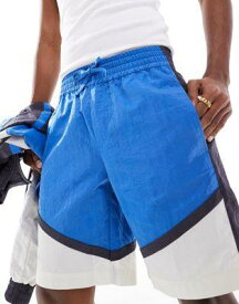 エイソス ASOS DESIGN Co-ord wide fit nylon shorts in longer length with contrast panels and elasticated waist メンズ