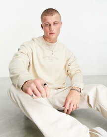 エイソス ASOS DESIGN oversized sweatshirt in beige with central embroidery メンズ