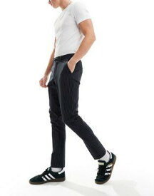 エイソス ASOS DESIGN skinny pinstripe smart trousers in black メンズ