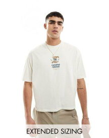 エイソス ASOS DESIGN oversized boxy fit t-shirt in beige with celestial front print メンズ