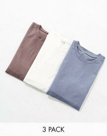 エイソス ASOS DESIGN 3 pack relaxed fit crew t-shirt in multiple colours メンズ