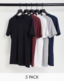 エイソス ASOS DESIGN 5 pack muscle fit t-shirt with crew neck in multiple colours メンズ