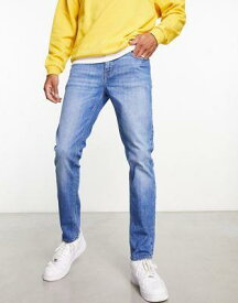 エイソス ASOS DESIGN skinny jeans in mid wash blue メンズ