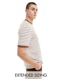 エイソス ASOS DESIGN relaxed t-shirt in textured brown stripe メンズ