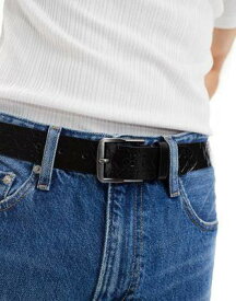 カルバンクライン Calvin Klein Jeans classic flat leather 35mm logo print belt in multi メンズ