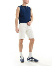 リー Lee 5 pocket straight denim shorts in clean white メンズ