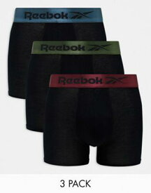 リーボック Reebok Collier 3 pack trunks with shine waistband in black multi メンズ