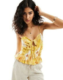 エイソス ASOS DESIGN shirred cami suntop in yellow floral print レディース