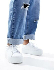 エイソス ASOS DESIGN Divide lace up flatform trainer in white レディース