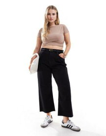 ASOS Curve エイソス ASOS DESIGN Curve cropped easy straight jean in clean black レディース