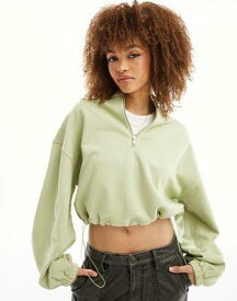 エイソス ASOS DESIGN heavyweight half zip sweatshirt in washed khaki レディース