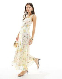 エイソス ASOS DESIGN chiffon scoop neck midi slip dress in light based floral print レディース