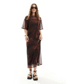 エイソス ASOS DESIGN mesh t-shirt dress in animal print レディース