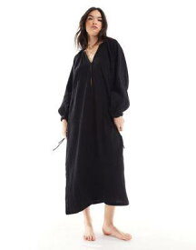 Esmee oversized beach summer dress in black レディース