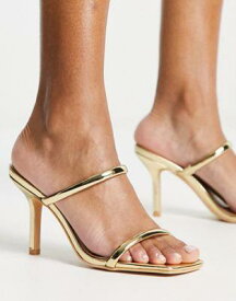 グラマラス Glamorous two strap mule heeled sandals in gold レディース