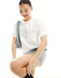 ジューシー クチュール Juicy Couture diamante logo boyfriend t-shirt in white レディース