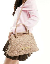 ラブモスキーノ Love Moschino quilted top handle tote bag in camel レディース