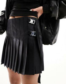 ミスシックスティ Miss Sixty mini tennis skirt with strap detail in black レディース