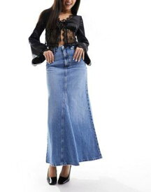 ルック New Look denim maxi skirt in blue レディース